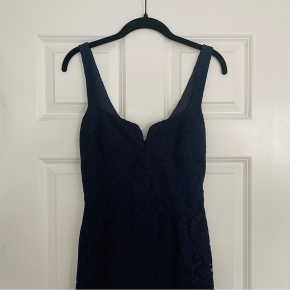 Bardot Adeline Midi Lace Sheath Dress in Navy - Picture 2 of 10